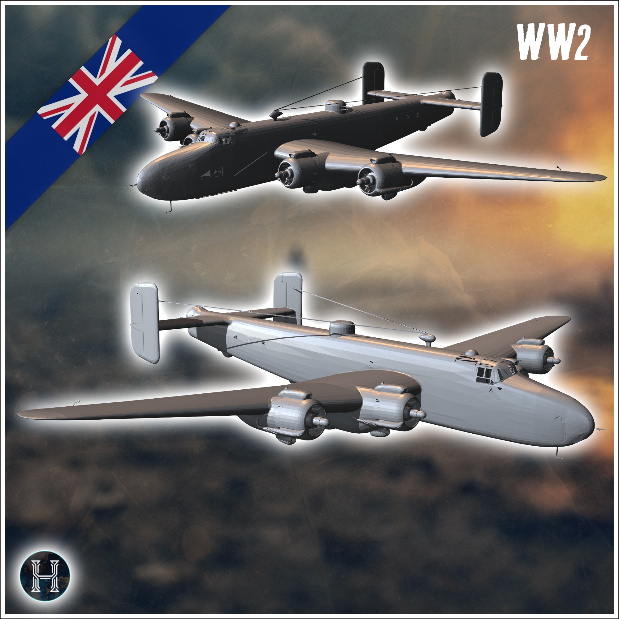 Handley Page Halifax four-engined heavy bomber aircraft (5) - UK United WW2 Kingdom British England Army Western Front Normandy Africa Bulge WWII D-Day